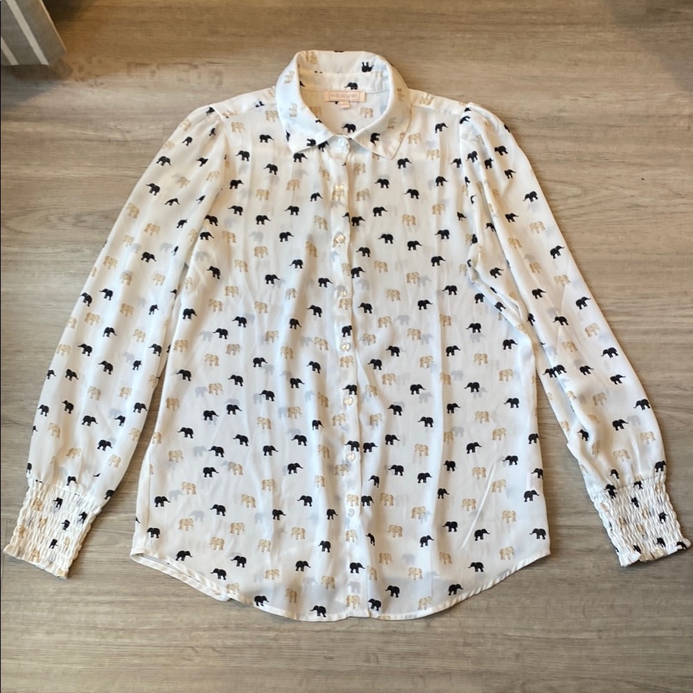 Elephant Print Blouse Size Medium